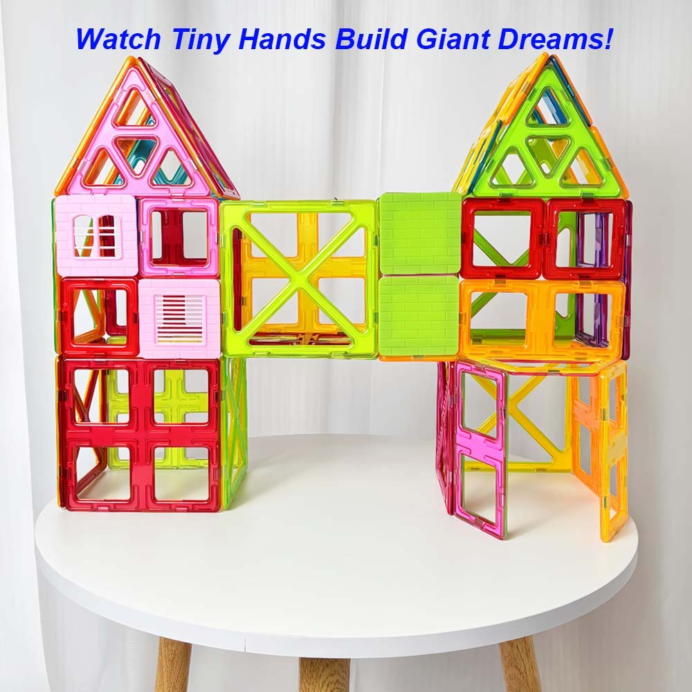 CONDIS Magnetische Bausteine 72 Teile Mega Set - XXL(2×)& Standard Blöcke, Fensterkarten, Mint Lernspielzeug ab 3+ für Zuhause & Kindergarten mit Stoffsack - Condistoys